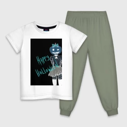 Детская пижама с белой футболкой Хэллоуин тыквенная ночь