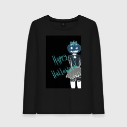Женский лонгслив хлопок Хэллоуин тыквенная ночь