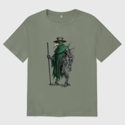 Женская футболка хлопок Oversize Кибернетический чумной доктор