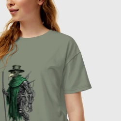 Женская футболка хлопок Oversize Кибернетический чумной доктор - фото 2