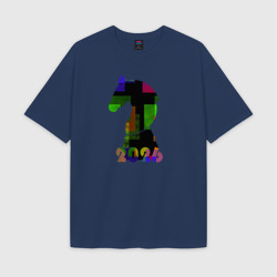 Мужская футболка Oversize хлопок texturе Конь шахматный 2026