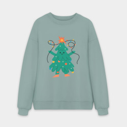 Мужской свитшот oversize без начеса хлопок Новогодняя елка с ногами