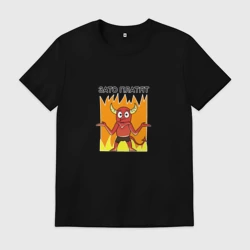 Мужская футболка хлопок Зато платят надпись и чертенок в языках пламени