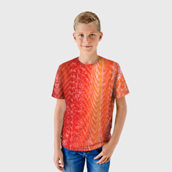 Детская футболка 3D Лосось филе текстура - фото 2