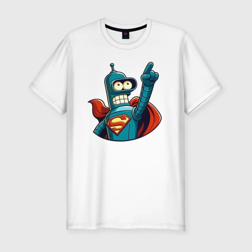 Мужская футболка хлопок Slim Super Bender - ai art collab meme