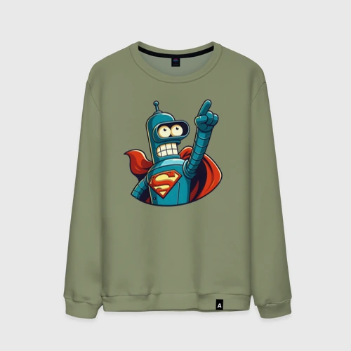 Мужской свитшот хлопок Super Bender - ai art collab meme