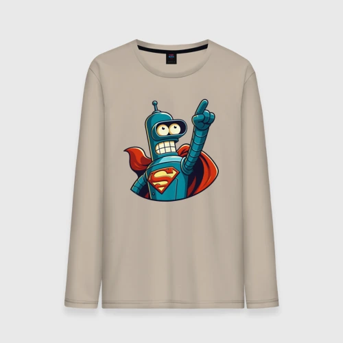Мужской лонгслив хлопок Super Bender - ai art collab meme
