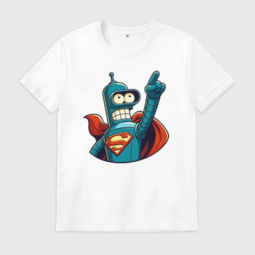 Мужская футболка хлопок Super Bender - ai art collab meme