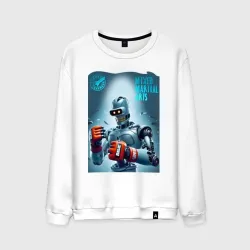 Мужской свитшот хлопок Bender bending robot - mixed martial artist
