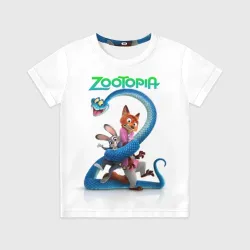 Детская футболка 3D Главные герои Зверополис 2