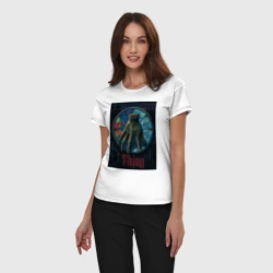 Женская пижама с белой футболкой хлопок Вещь - Уэнсдей - фото 2