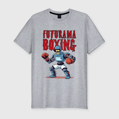 Мужская футболка хлопок Slim Bender bending robot - Futurama boxing