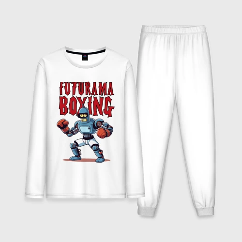 Мужская пижама с лонгсливом хлопок Bender bending robot - Futurama boxing