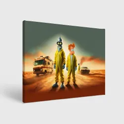 Холст прямоугольный Bender and Fry - Breaking bad ai art collab