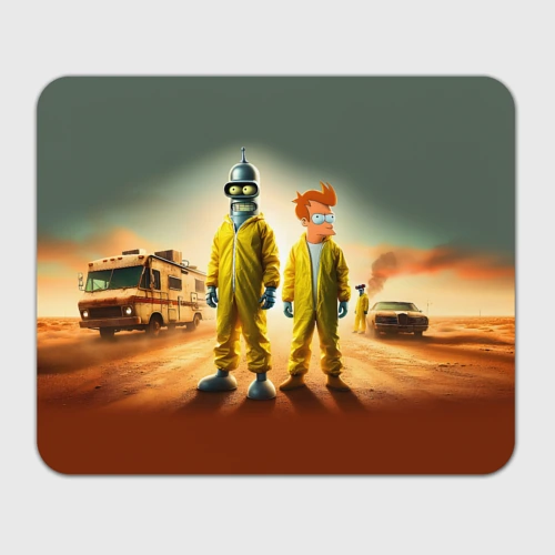 Прямоугольный коврик для мышки Bender and Fry - Breaking bad ai art collab
