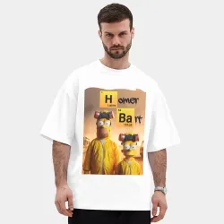 Мужская футболка Oversize хлопок premium Гомер и Барт пустились во все тяжкие - фото 2