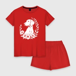 Женская пижама с шортиками хлопок Веймаранер в цветах
