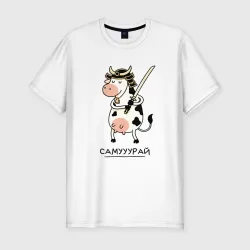Мужская футболка хлопок Slim Самурай корова