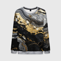 Мужской свитшот 3D Черный серый золотой мрамор