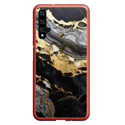 Чехол для Honor 20 Черный серый золотой мрамор