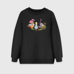 Женский свитшот oversize без начеса хлопок Погружение в Страну чудес