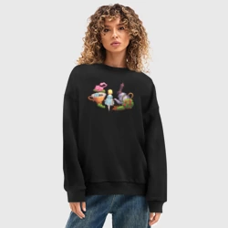 Женский свитшот oversize без начеса хлопок Погружение в Страну чудес - фото 2