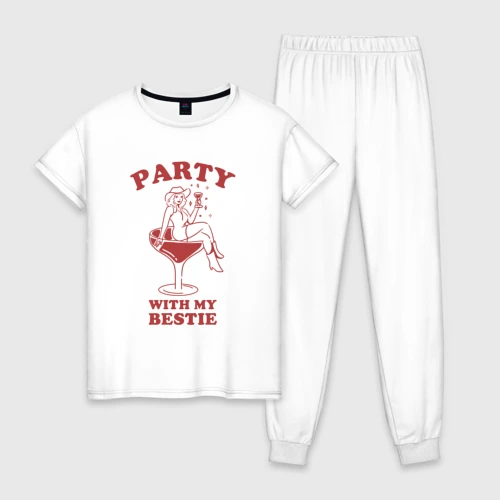 Женская пижама хлопок Party with my bestie