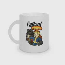 Кружка матовая стеклянная Fallout - atomic explosion