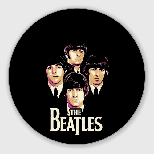 Круглый коврик для мышки The Beatles faces 