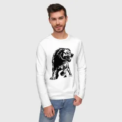 Мужской лонгслив хлопок Злой детализированный пес - фото 2