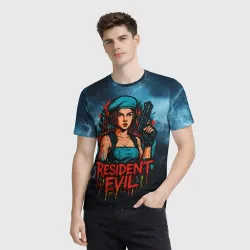 Мужская футболка 3D Resident Evil Джилл Валентайн граффитти  - фото 2