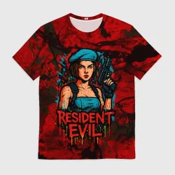 Мужская футболка 3D Resident Evil Джилл Валентайн в стиле граффити 