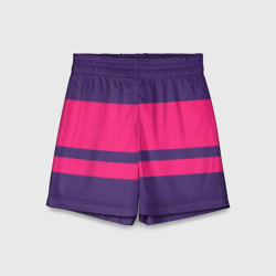 Детские спортивные шорты 3D Чара андертейл - полоски на фиолетовом