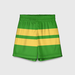 Детские спортивные шорты 3D Фриск андертейл - полоски на зеленом