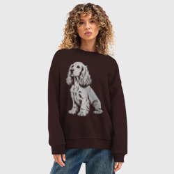 Женский свитшот oversize без начеса хлопок Белый кокер-спаниель - фото 2