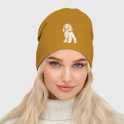 Женская шапка демисезонная Белый кокер-спаниель - фото 2