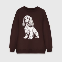 Женский свитшот oversize без начеса хлопок Белый кокер-спаниель