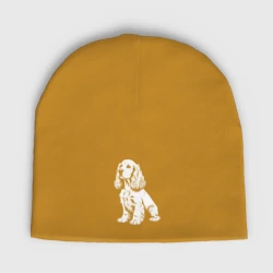 Женская шапка демисезонная Белый кокер-спаниель
