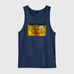 Мужская майка хлопок Новогодняя лошадь - this is fine - конь в огне мем