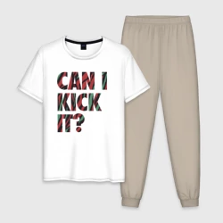Мужская пижама с белой футболкой хлопок Can i kick it