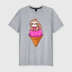 Мужская футболка хлопок Slim Ice cream sloth