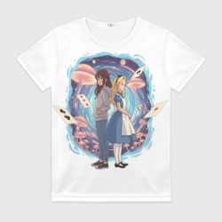 Женская футболка 3D Алиса в стране чудес: Современная встреча