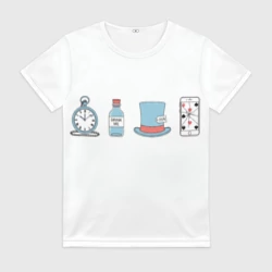 Женская футболка 3D Алиса в стране чудес минимализм