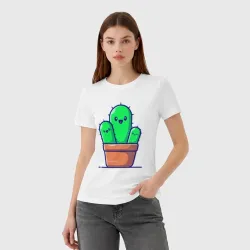 Женская футболка хлопок Funny cactus - фото 2