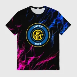 Мужская футболка 3D Inter неоновое пламя
