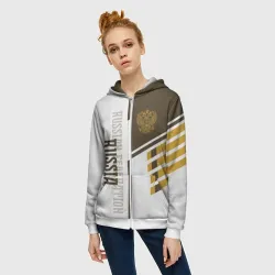 Женская толстовка 3D на молнии Герб России - фото 2