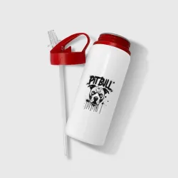 Бутылка для воды с трубочкой Питбуль в стиле граффити - фото 2