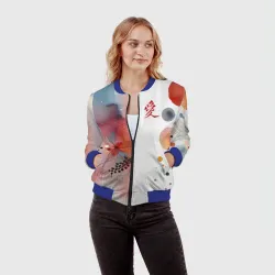 Женский бомбер 3D Иероглиф любовь - абстрактный паттерн - фото 2