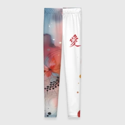 Леггинсы 3D Иероглиф любовь - абстрактный паттерн