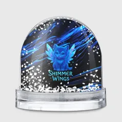 Игрушка Снежный шар Синий котенок с крыльями
